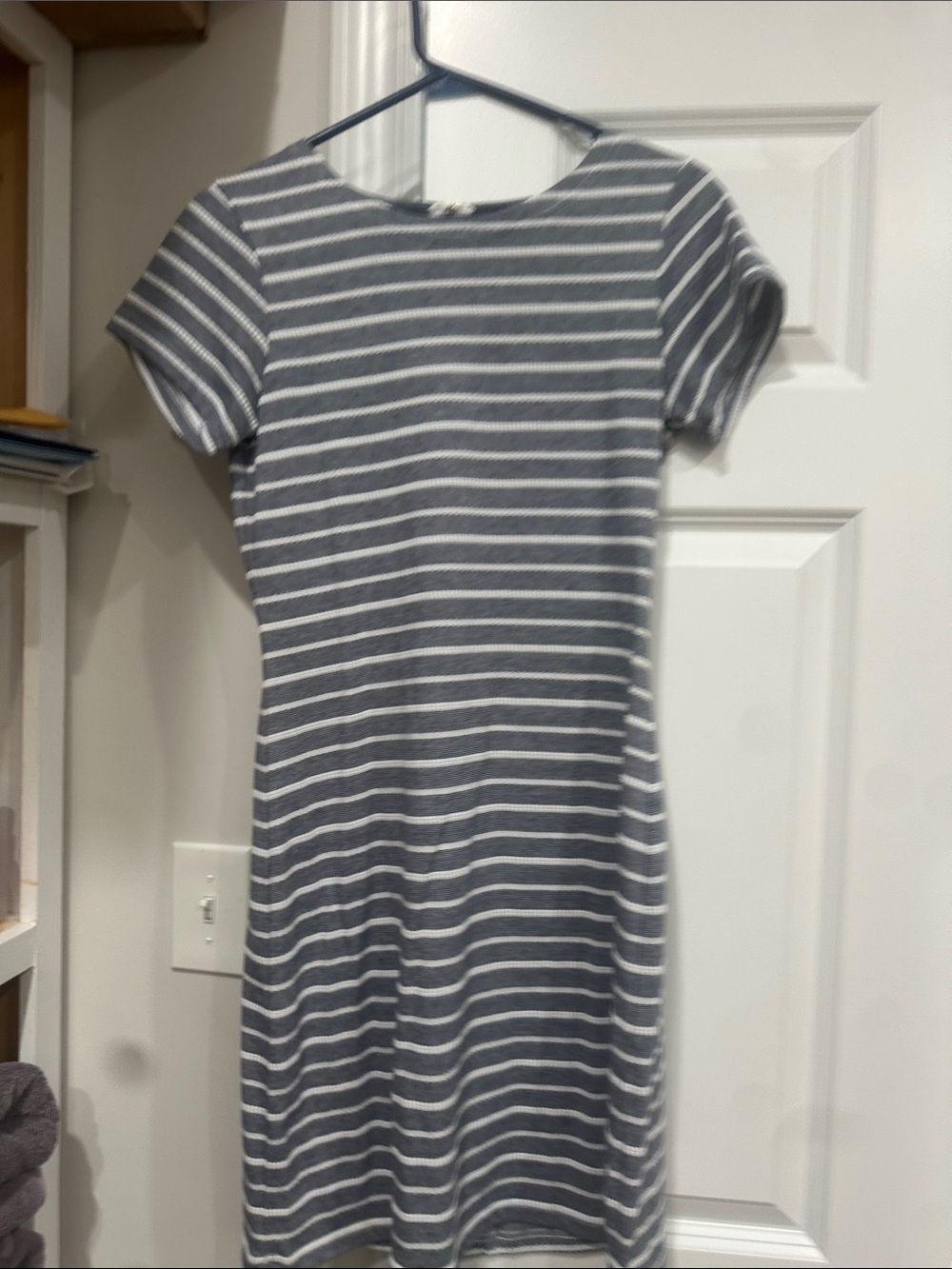 Sail to Sable Blue and White Striped Short Sleeve Mini Dress